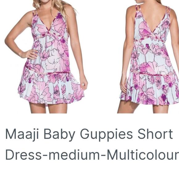 Maaji Baby Guppies Sleeveless Multicolor Viscose Flowy Mini Sundress Coverup M - Picture 9 of 10